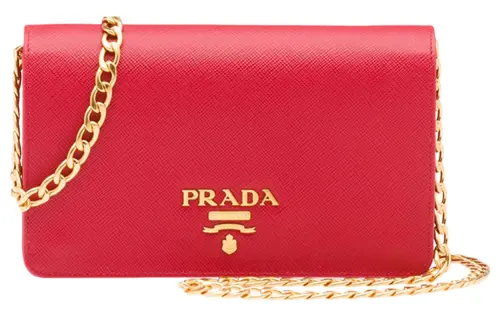 PRADA Saffiano Leather Crossbody Bags Women's Red