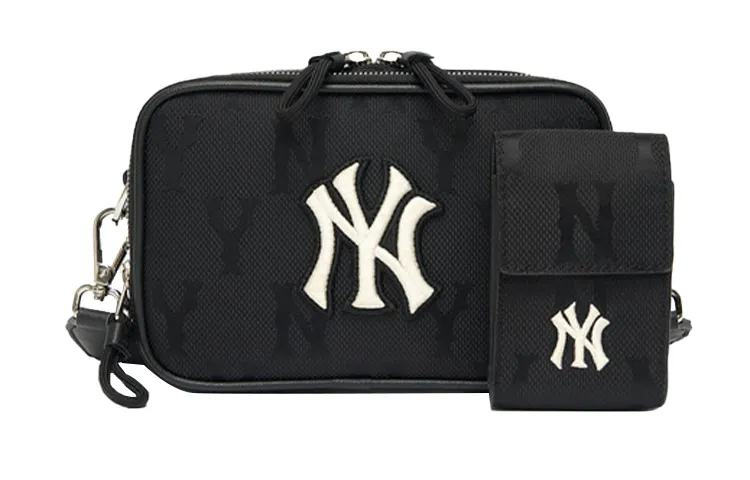 MLB New York Yankees Nylon Fabric Combo Bag, Camera Bag, Shoulder Bag, Crossbody Bag Regular Unisex Black