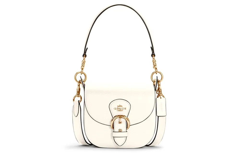 COACH Kleo Leather Saddle Bag, Crossbody Bag, Shoulder Bag Women's White