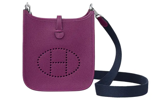 HERMES Evelyne Maurice Bullock Leather Crossbody Bag, Shoulder Bag 16 Women's Sea Anemone Purple/Black