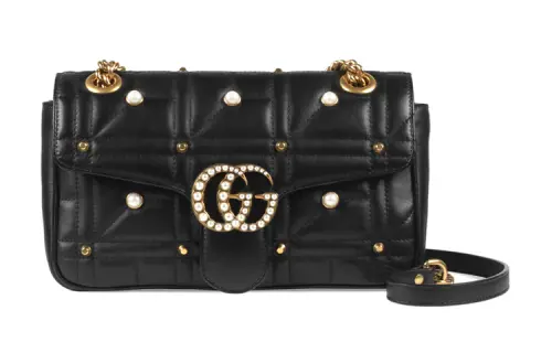 GUCCI GG Marmont Quilted Leather Crossbody Bag, Shoulder Bag Women's Black