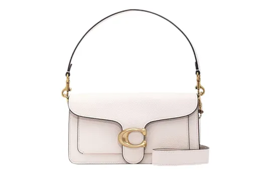 COACH Tabby Polished Pebbled Leather Shoulder Bag, Portable Crossbody Bag Medium Women's White