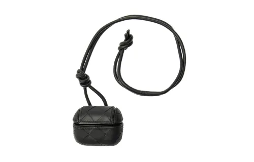 Bottega Veneta Woven Nappa Leather Earphone Case Unisex Black
