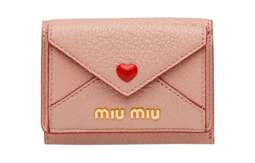 MIU MIU Madras Leather Card Holder, Wallet Women's Red