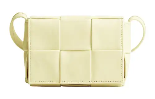 Bottega Veneta Waxed Leather Small Square Bag Shoulder Bag, Crossbody Bag Mini Women's Yellow