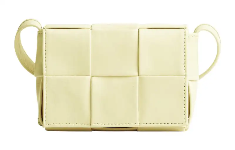 Bottega Veneta Waxed Leather Small Square Bag Shoulder Bag, Crossbody Bag Mini Women's Yellow