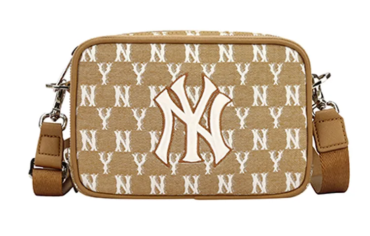 MLB Monogram Fabric Camera Bag, Shoulder Bag, Crossbody Bag Mini Unisex Khaki