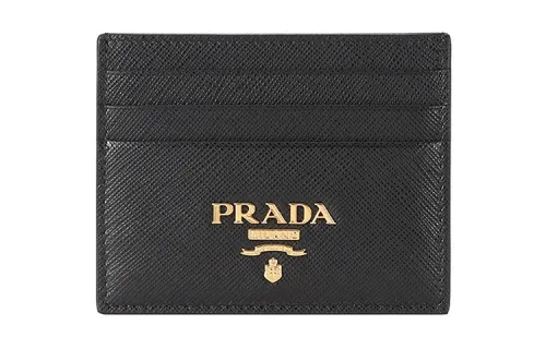 PRADA Saffiano Cow Leather Card Holder Card Holder Unisex Black
