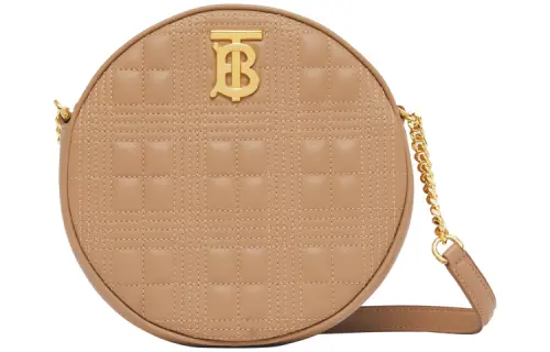 Burberry Louise Quilting Lambskin Round Bag, Shoulder Bag, Crossbody Bag Women's Camel