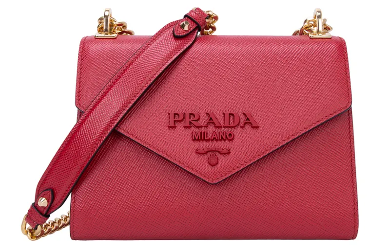 PRADA Chain Calfskin Shoulder Bag Regular Women's Red