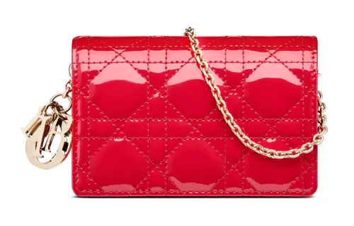 DIOR Lady Dior Cow Leather Shoulder Bag, Crossbody Bag, Clutch Women's Raspberry