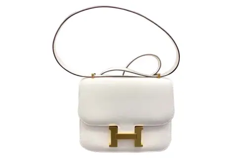 HERMES Constance Swift Leather Shoulder Bag, Crossbody Bag 19 Women's I2 Nata Cream White