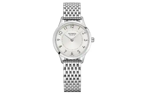 HERMES Slim D'Hermes Wrist Watches Quartz Movement Stainless Steel Watchband 25mm Silver Dial Women's Watch