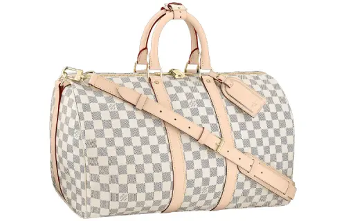 LOUIS VUITTON Keepall Coated Canvas With Cow Leather Shoulder Bag, Crossbody Bag, Handbag Women's White