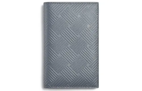 Bottega Veneta Woven Calfskin Passport Holder Men's Gray