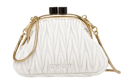 MIU MIU BELLE Soft Sheep Leather Shoulder Bag, Crossbody Bag Mini Women's White