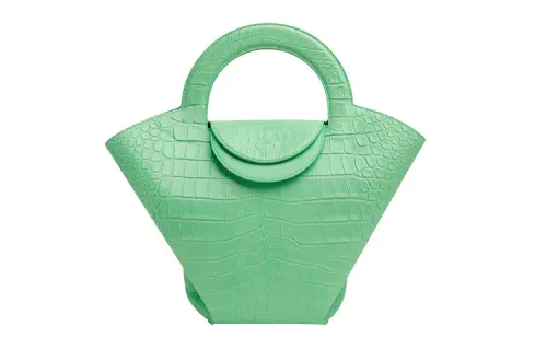 Bottega Veneta Magnetic Closure Cow Leather Handbag Women's Green