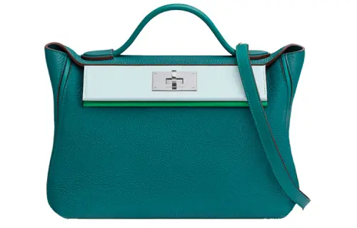 HERMES 24/24 Togo & Swift Calfskin Handbag, Shoulder Bag, Crossbody Bag Regular Women's Blue