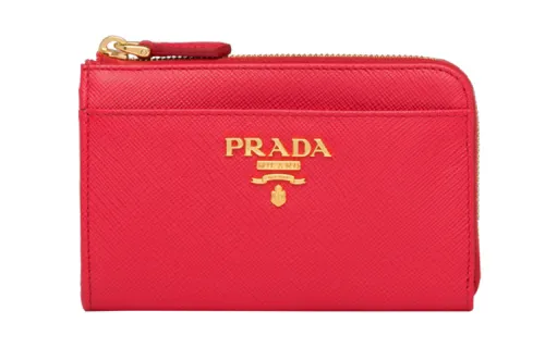 PRADA Saffiano Leather Wallet Key Pouch Women's Red