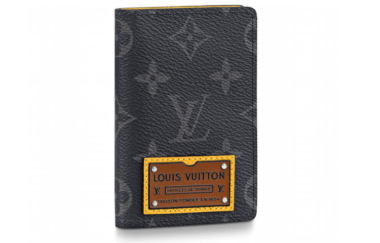 LOUIS VUITTON Pocket Organizer Monogram Eclipse Gaston Label Savane Yellow