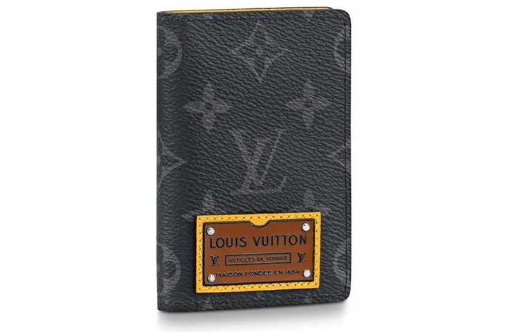 LOUIS VUITTON Pocket Organizer Monogram Eclipse Gaston Label Savane Yellow