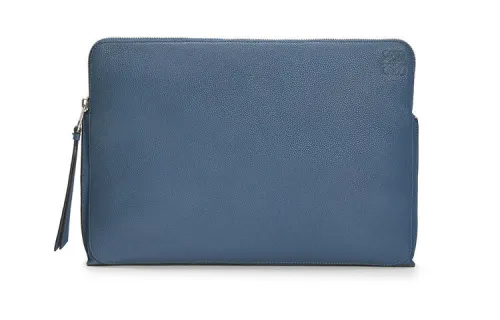 LOEWE Goya Grain Calfskin Clutch Men's Indigo