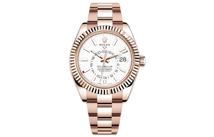 ROLEX Voyager Collection Automatic Mechanical Movement Men's Watches Watch 42mm White Dial 18K Rose Gold Strap