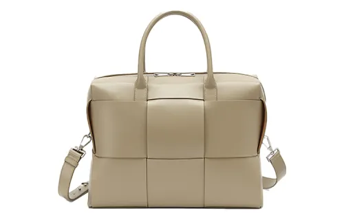 Bottega Veneta Handle Leather Briefcase, Handbag Men's Taupe