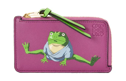 LOEWE Chihiro And Chihiro Collaboration Calfskin Coin Purse, Card Holder Unisex Purple
