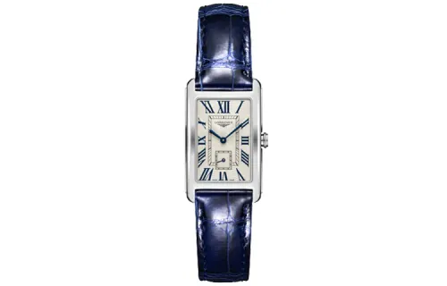 LONGINES Quartz waterproof white dial, case stainless steel, watch strap, quartz mechanism, 30meter, 37mm, crocodile