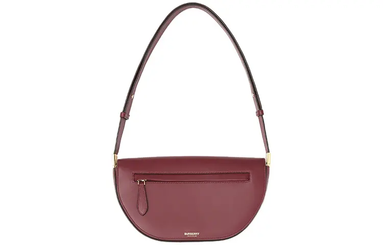 Burberry Olympia Cow Leather Shoulder Bag, Crescent Bag, Shoulder Bag Women's Burgundy
