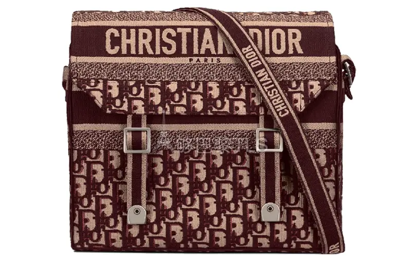 DIOR DiorCamp Canvas Vintage Preppy Style Messenger Bag, Shoulder Bag, Crossbody Bag Regular Women's Burgundy