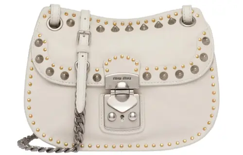 MIU MIU Soft Sheep Leather Shoulder Bag, Crossbody Bag Women's Chalk White