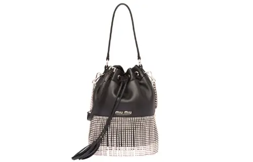 MIU MIU Soft Sheep Leather Bucket Bag, Shoulder Bag, Crossbody Bag Women's Black