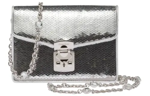 MIU MIU Sheepskin Sequins Crossbody Bag, Shoulder Bag Women's Silver