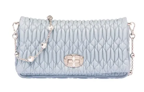 MIU MIU Sheepskin Handbag, Shoulder Bag Women's Sky Blue