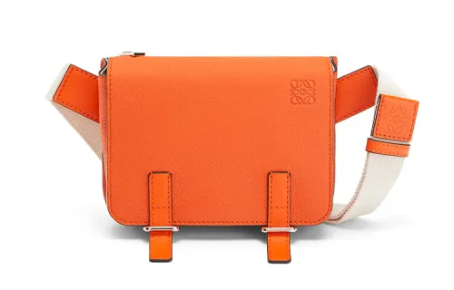 LOEWE Soft Grain Cow Leather Messenger Bag, Shoulder Bag, Crossbody Bag, Fanny Pack Men's Candy Color & Orange