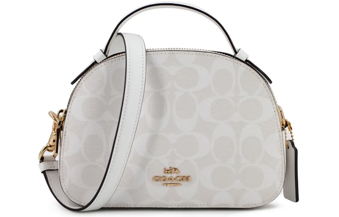 COACH Serena PVC Chinese Steamed Bun Bag, Dome Bag, Round Bag, Portable Crossbody Bag, Shoulder Bag Women's White