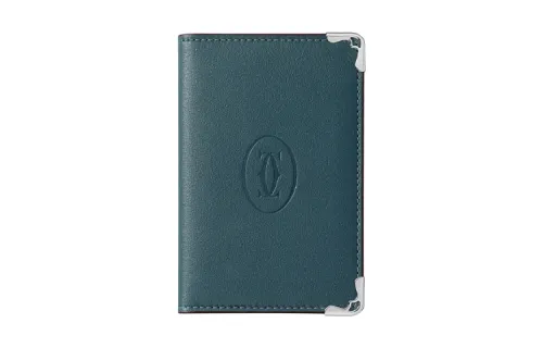CARTIER Must De Cartier Minimalist Fashion Cow Leather Card Holder Women's Denim Multicolor With Lake Color