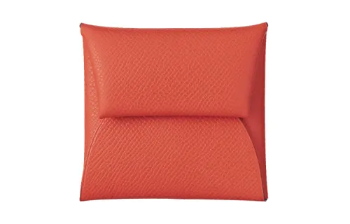 HERMES Bastia Epsom Leather Wallet Women's Red Earth Tone