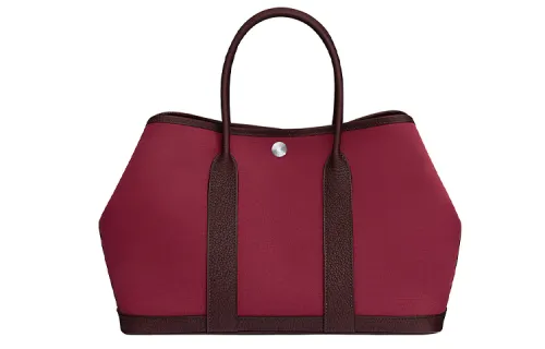 HERMES Garden Party Officier Canvas With Negonda Calfskin Handbag 30 Women's