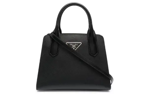 PRADA Saffiano Leather Handbag Medium Unisex Black
