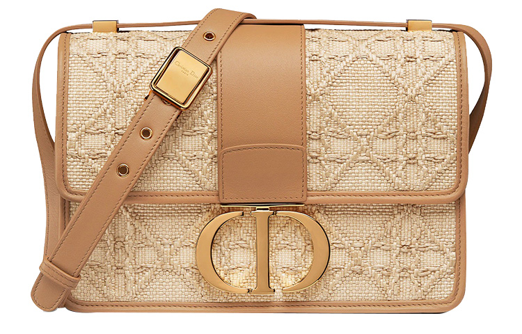 DIOR Dior 30 Montaigne Montaigne Series Raffia Cannage Cowhide Shoulder Bag Crossbody Bag Women’s Gold/Tawny