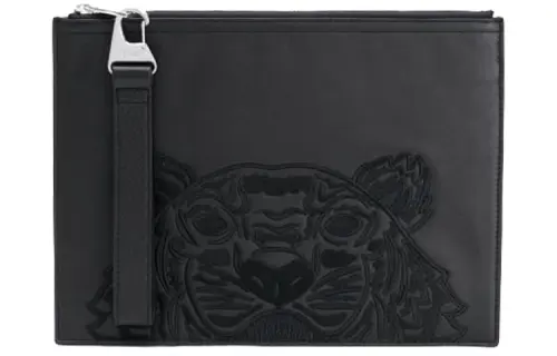 KENZO Leather Clutch Men's Black