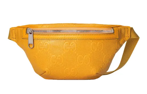 GUCCI Embossed Leather Belt Bag Yellow