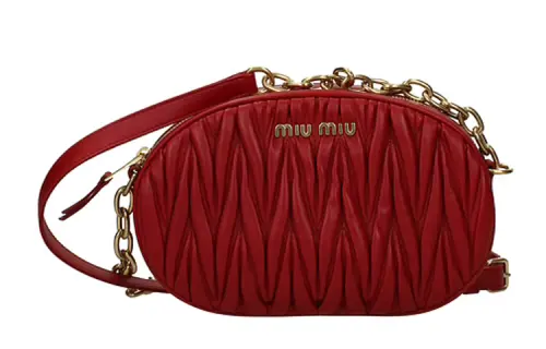 MIU MIU Leather Shoulder Bag Women's Red