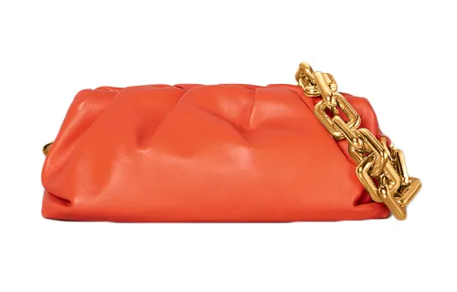 Bottega Veneta Cow Leather Clutch Women's Orange