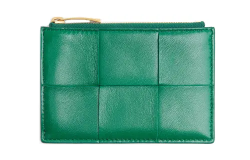 Bottega Veneta Cow Leather Sheepskin Card Holder Women's Green