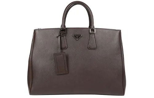 PRADA Calfskin Handbag Men's Coffee
