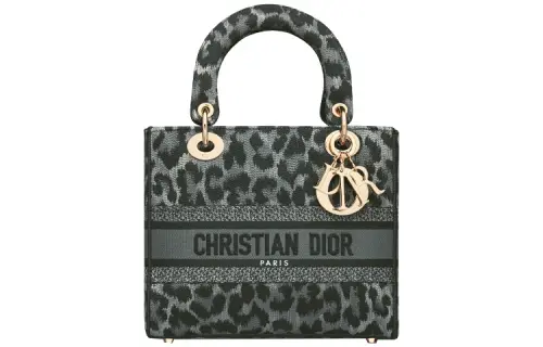 DIOR Lady D Lite Embroidery Handbag, Handbag, Shoulder Bag, Crossbody Bag Medium Women's Gray